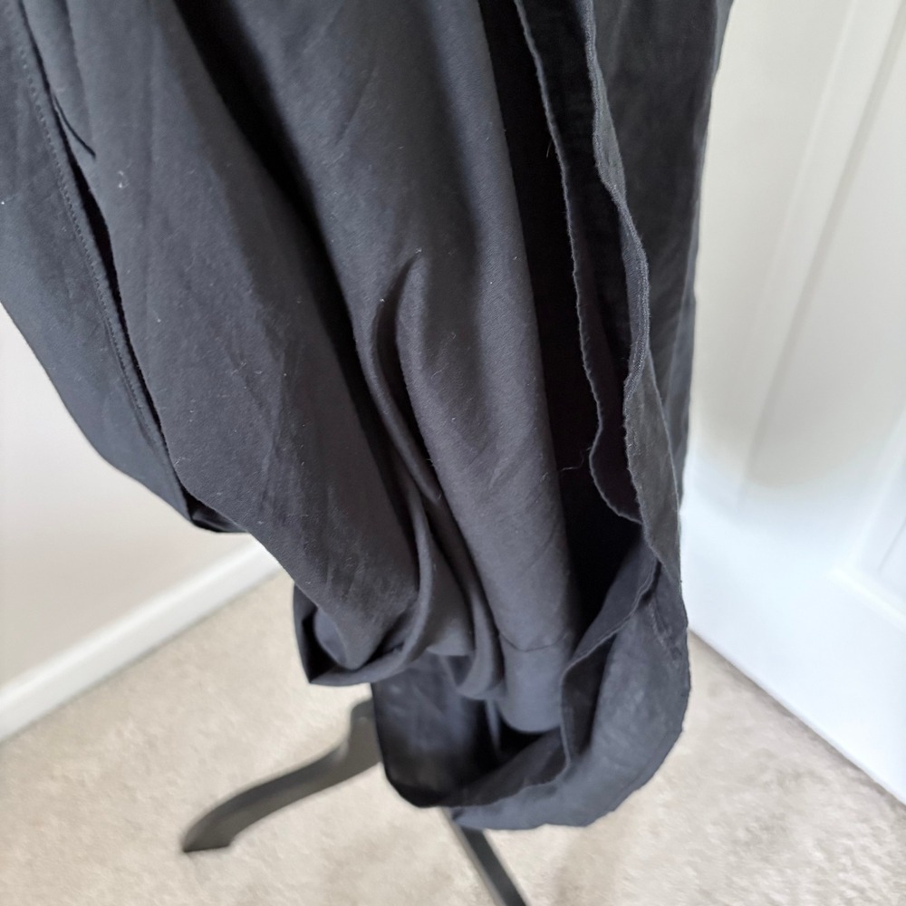 Banana Republic Lisa Midi Dress 100% Linen Small Black Halter Cutout Twist Front - Picture 11 of 15
